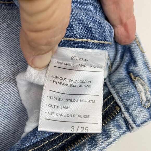 Kancan Estilo Jeans Womens Size 3/25 (26X31) Baggy Wide Leg Faded Blue Raw Hem - Picture 8 of 9